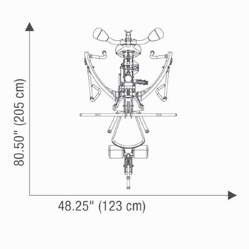 Схема Мультистанции Hoist V4 с габаритами ширины и длины тренажера