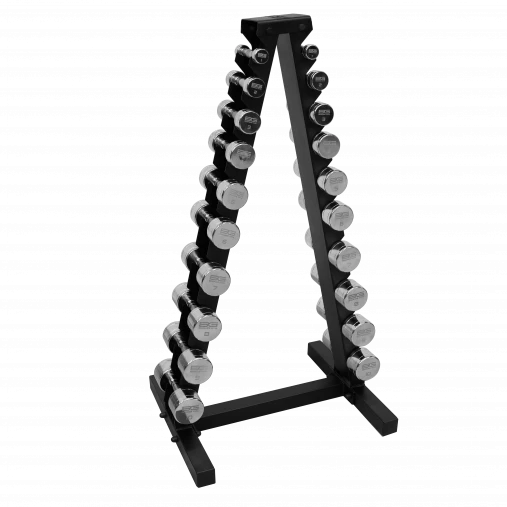 Набор хромированных гантелей BRONZE GYM 1-10 кг (10 пар) в комплекте со стойкой