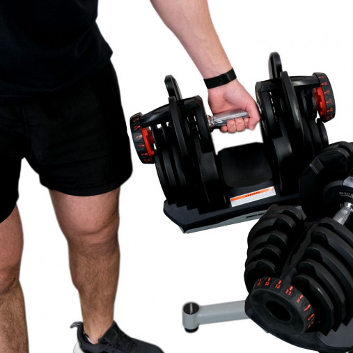 Пара гантелей с регулировкой веса Liveup LS2315 (5-40 кг) на подставке