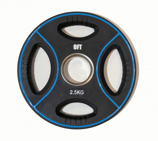 Диск олимпийский полиуретановый черный с четырьмя хватами 2.5 кг Original Fit.Tools ф50 мм