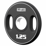 Олимпийский полиуретановый диск AeroFit 1,25 кг, черный, с 2-мя хватами