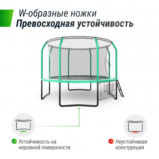 Батут UNIX line SUPREME GAME 10 ft (3,05 м) зеленый, с внутренней защитной сетью и лестницей Батут UNIX line SUPREME GAME 10 ft (3,05 м) зеленый, с внутренней защитной сетью и лестницей