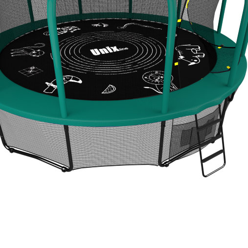 Батут каркасный UNIX line 12 ft (3.66 м) SUPREME GAME (green) с внутренней защитной сетью, зеленый Батут каркасный UNIX line 12 ft (3.66 м) SUPREME GAME (green) с внутренней защитной сетью, зеленый