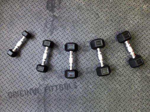 Набор гексагональных гантелей 10 пар от 1 до 10 кг OFT